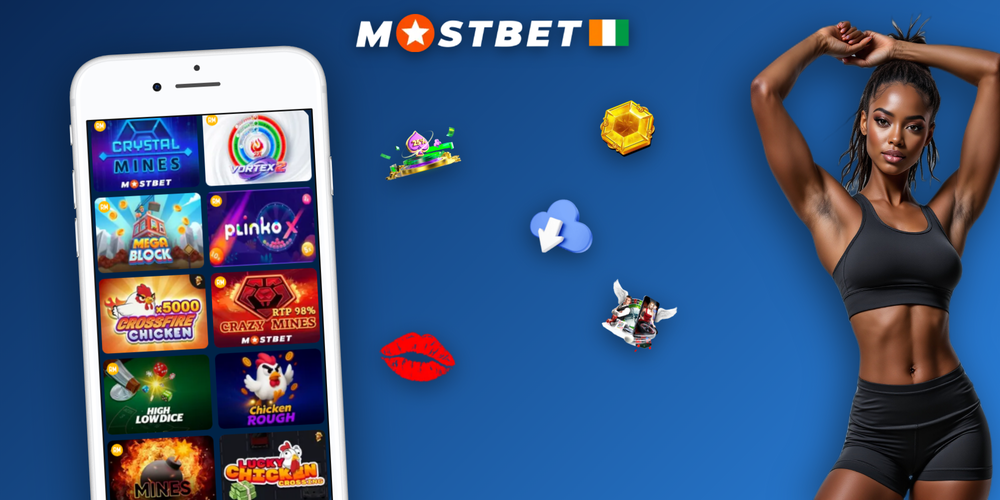 Télécharger Mostbet APK Android avec écran d'accueil et icône de dépôt dès 300 XOF